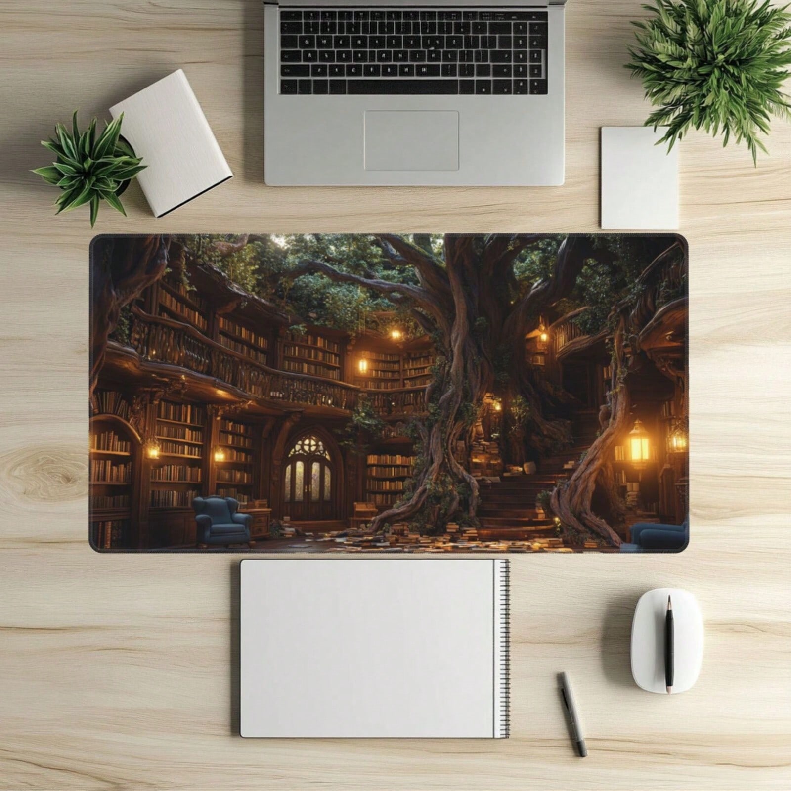 Home Office Library - 1pc A Magical Library Forest-Themed Mouse