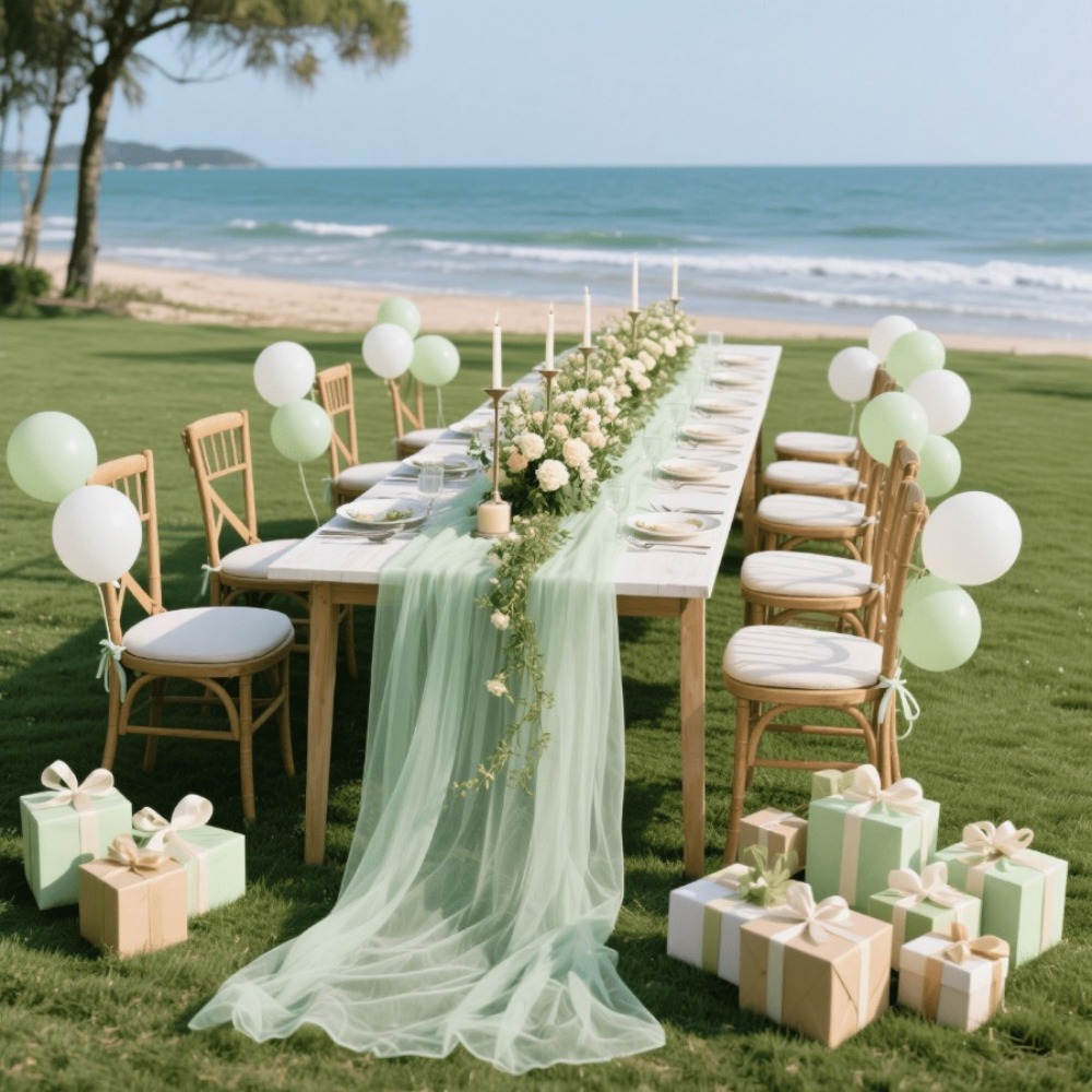 Home Office News - Wedding Sheer Table Runner, Boho Rustic