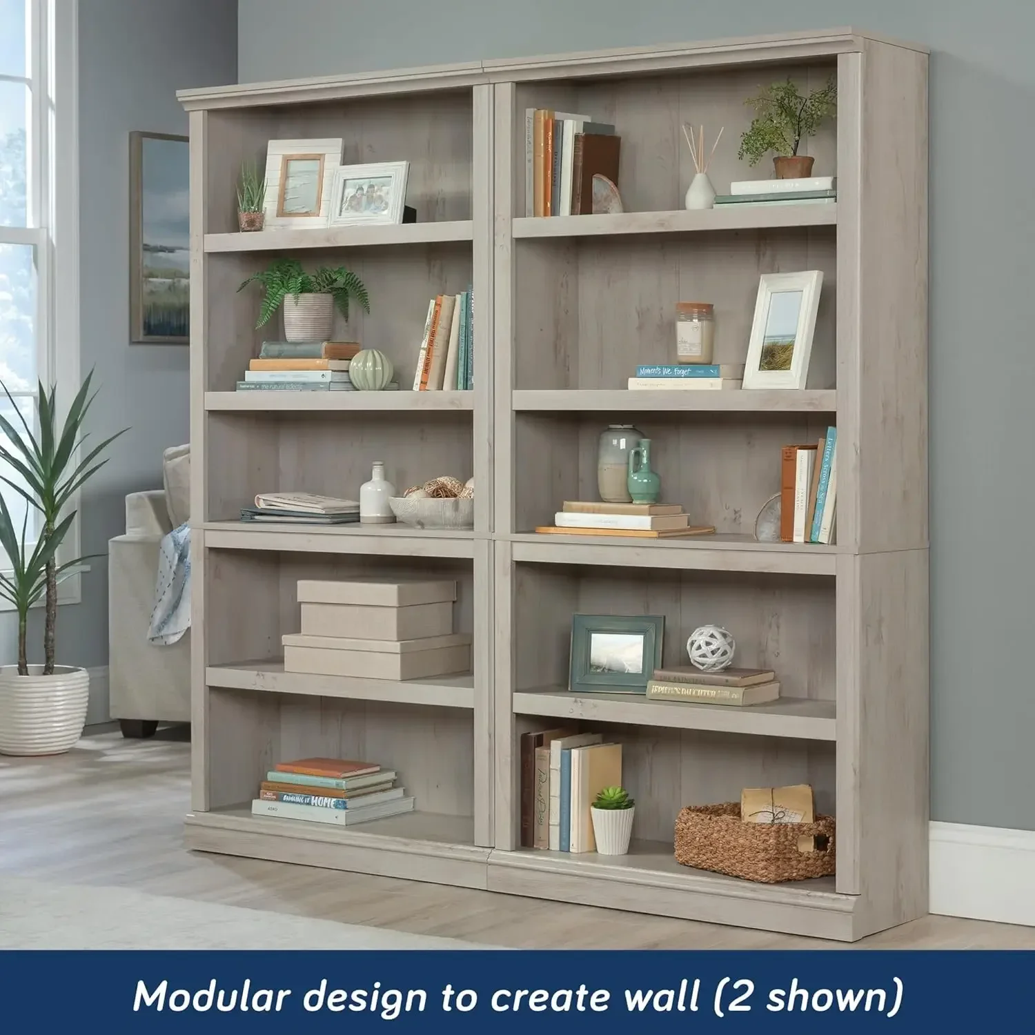 Home Office Library - 5 Tier Book Shelf Wooden Bookcase