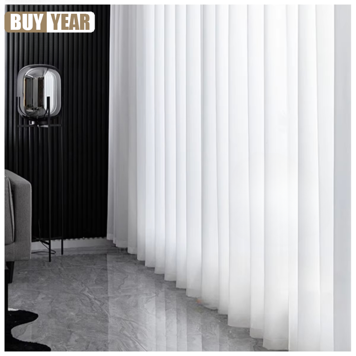 Home Office Buy - High Quality Solid White Tulle Curtains