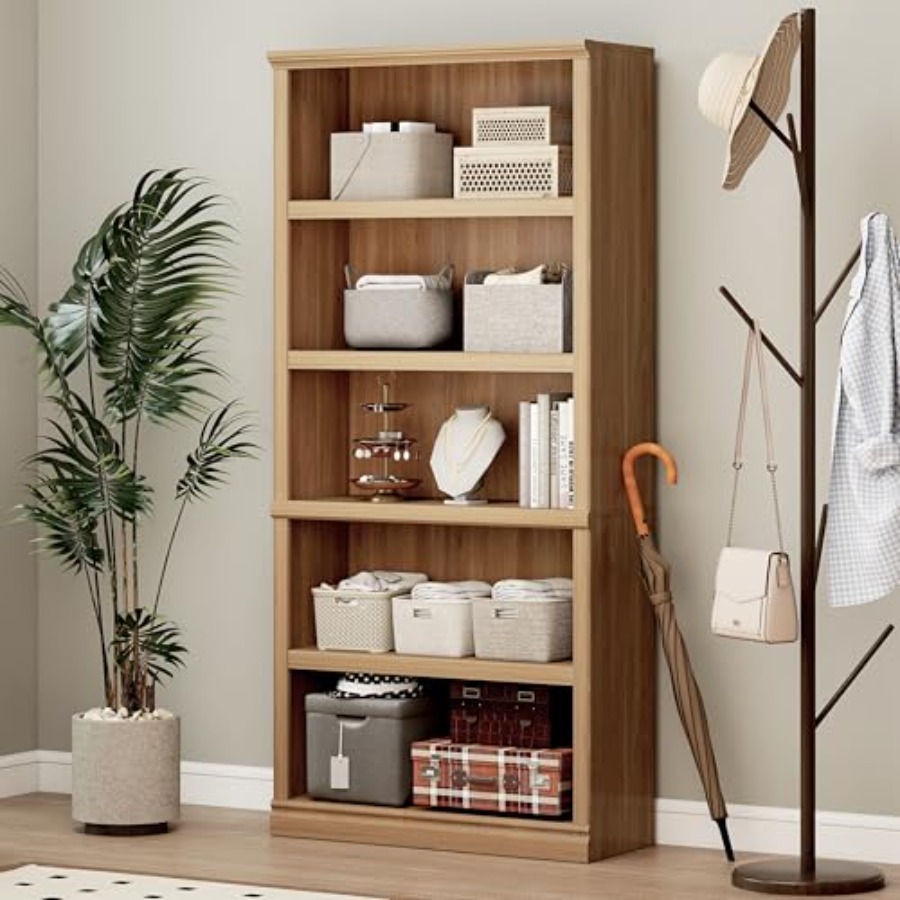 70 in Tall White Oak Bookcase  - đánh giá và giá Home Office Library