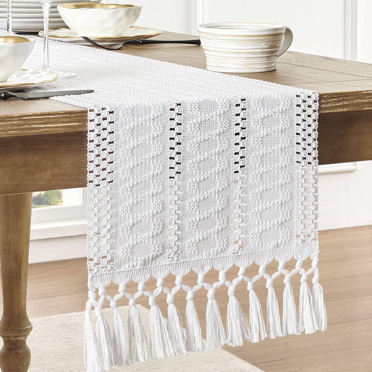 Beige Boho Linen Table Runner  - đánh giá và giá Home Office News