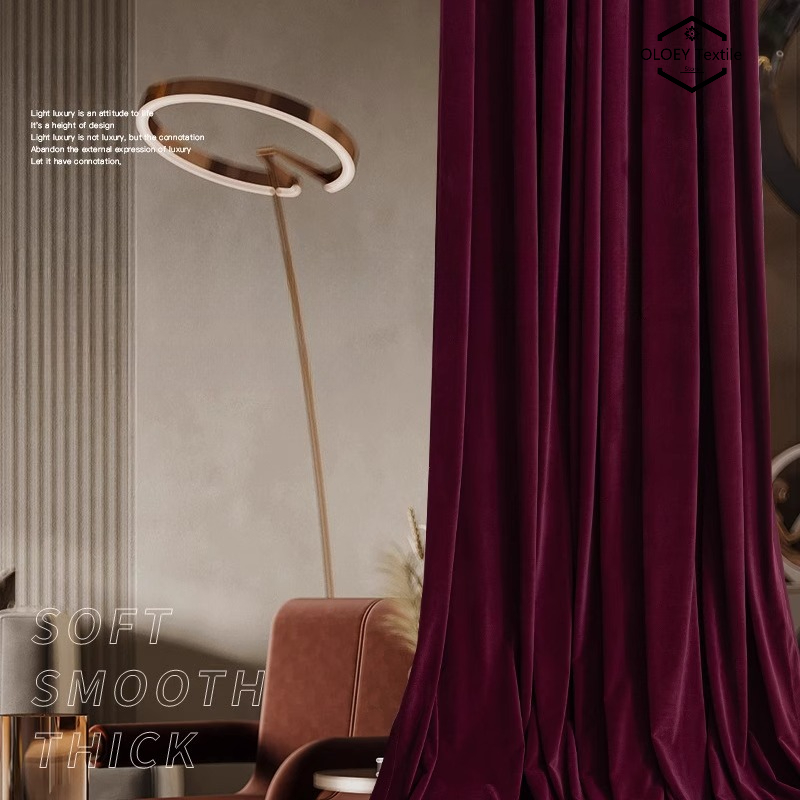Luxury Wine Red Velvet Curtain - đánh giá và giá Home Office Buy
