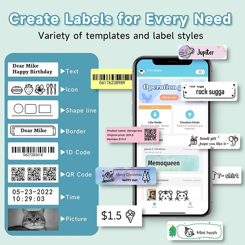 P15 Label Printer Sticker 12*4 - đánh giá và giá Label Maker Machine