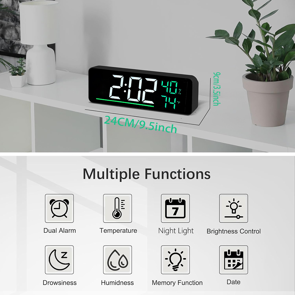 LED Digital Wall Clock with Te - đánh giá và giá Led Desk Clock