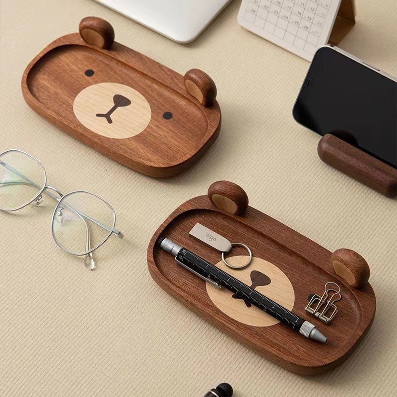 Miniature Solid Wood bear Tray - đánh giá và giá Home Office Gif