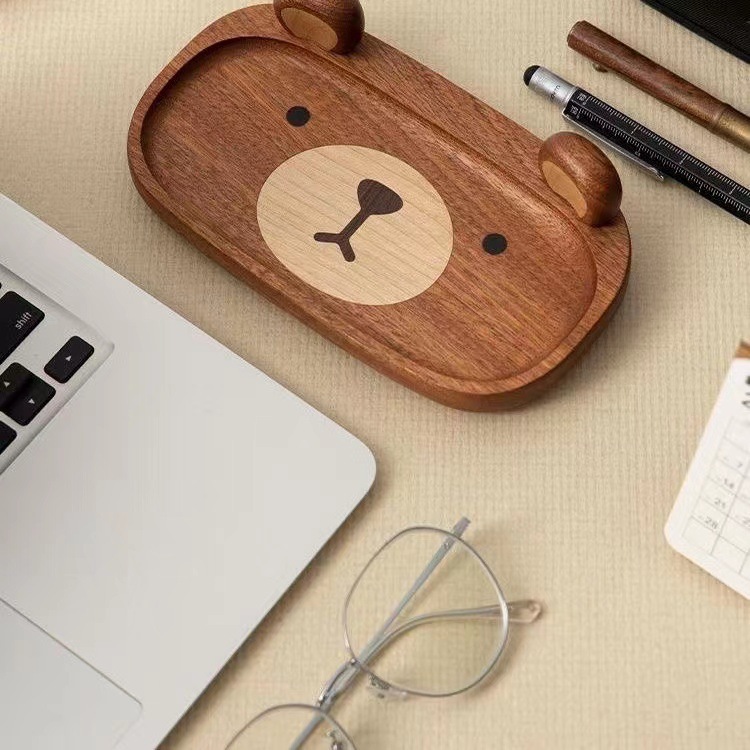 Miniature Solid Wood bear Tray - đánh giá và giá Home Office Gif