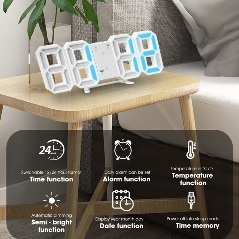 3D Digital Alarm Clock Wall LE - đánh giá và giá Led Desk Clock