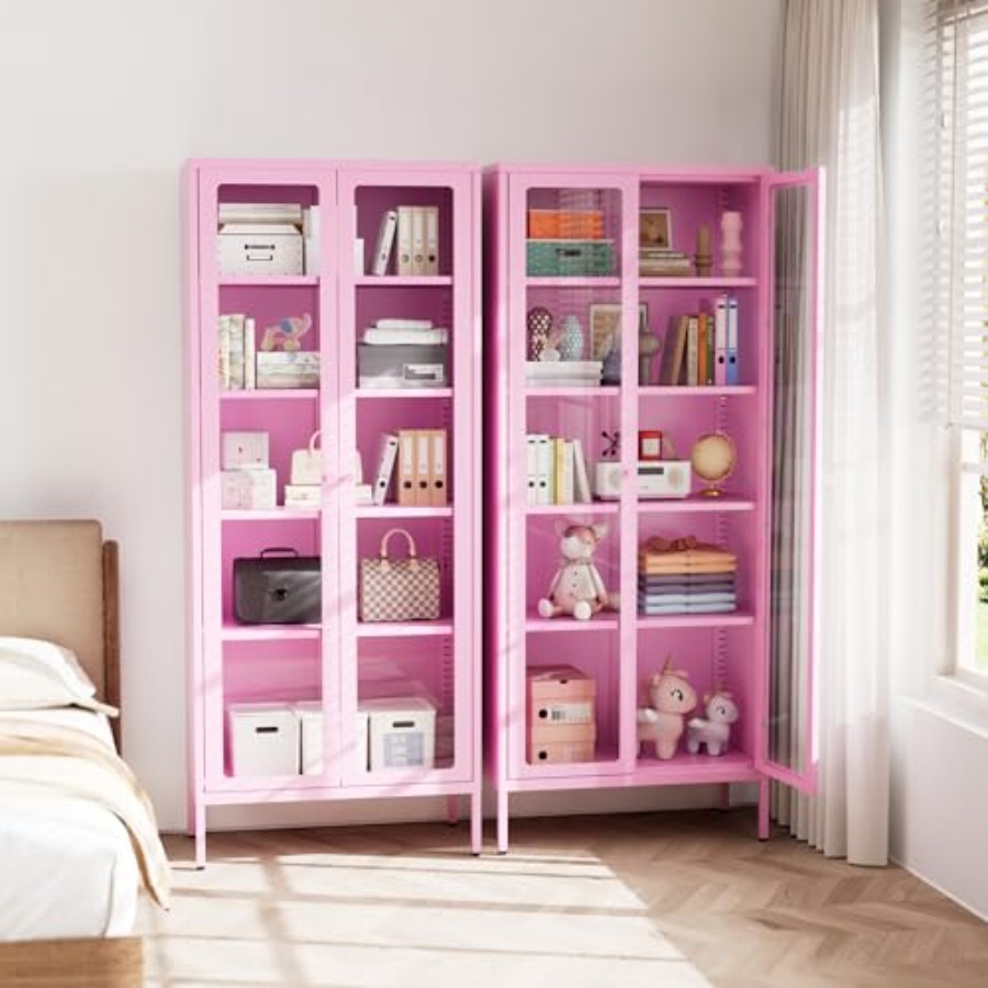 5-Tier Glass Display Cabinet f - đánh giá và giá Home Office Room