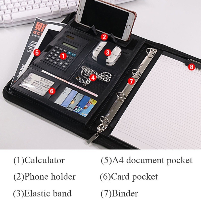 1Pc A4 PU Leather Zipper File  - đánh giá và giá Document Scanner Portable